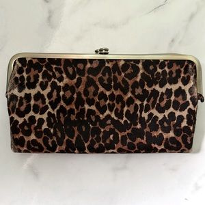 Authentic cowhide cheetah print HOBO wallet, black leather interior